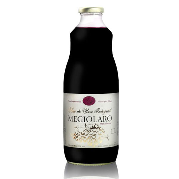 Suco de uva 1L Megiolaro sem açúcar sem glúten sem lactose vegano - Empório Saúde Homeofórmula