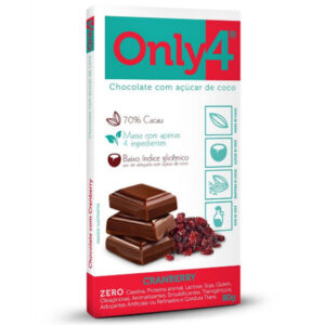 Chocolate com cranberry com açúcar de coco sem glúten, sem lactose, vegano Only4 - Empório Saúde Homeofórmula