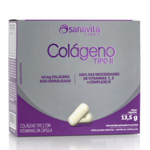 Colágeno tipo II 13,5g 30 cápsulas sem corante – Sanavita