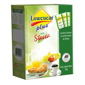 Adoçante em pó com stevia 50 sachês – Lowçucar plus
