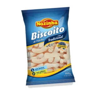 Biscoito polvilho sabor tradicional100g Nazinha biscoito salgado sem glúten sem lactose - Empório Saúde Homeofórmula